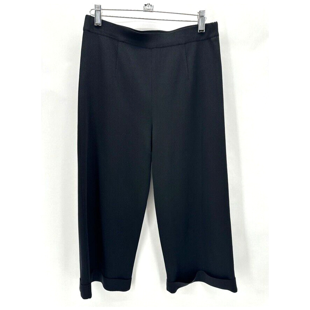 Misook Cropped Pull-on Pants Size XS Black Knit Cuffed Quiet Luxury‎ Old Money